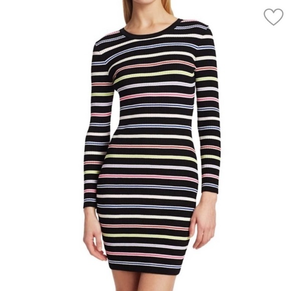Milly Striped Knit Ribbed Bodycon Long Sleeve Dress Size 0-2 (Milly Size P) - Picture 1 of 13